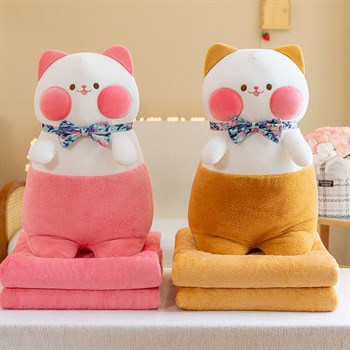 Кошечка с пледом щечки мягконабивная ХХХ850/100/Ш ХХХ850 - фото 2737554