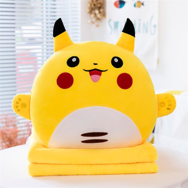 Мягкая игрушка подушка пикачу с пледом 40 см 639709 - фото 2893192