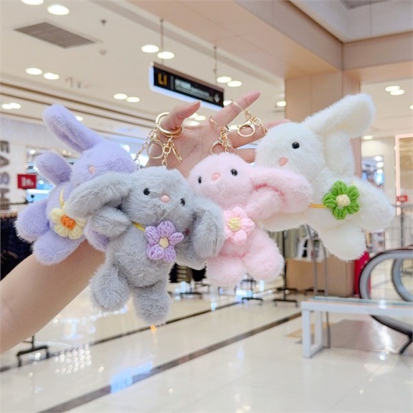 Мягкая игрушка Брелок Зайчик с цветком 12в1 ФА2025-0632/Н ФА2025-0632/Н