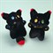 Кошечка мягконабивная черная, красные уши и хвост 23см ХХХ965/200/Н - фото 2734900